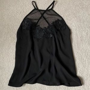 Tank top with faux leather appliqués